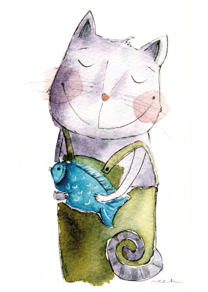 Katze mit Fisch